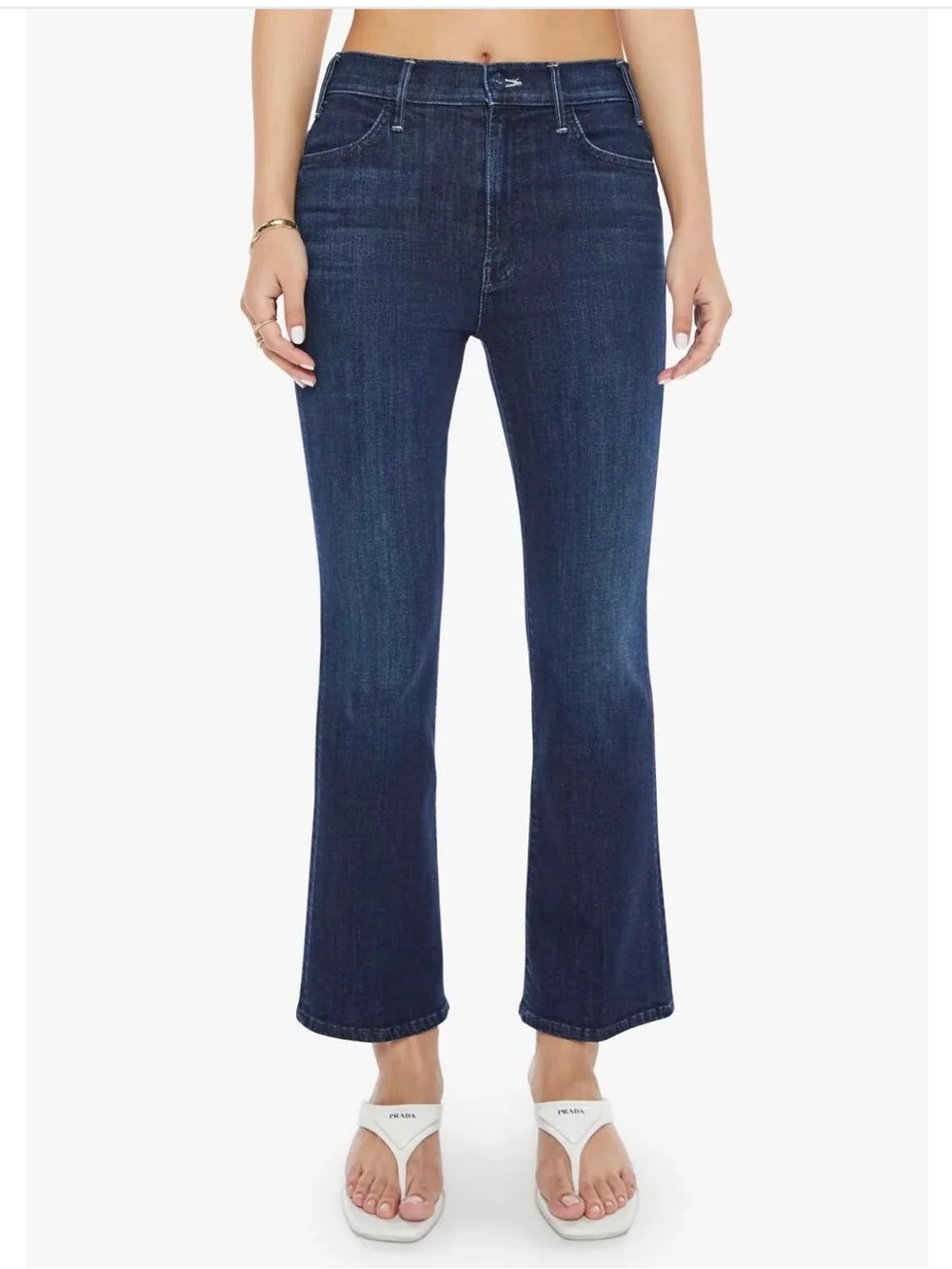 MOTHER Indigo Cropped Flare Jeans